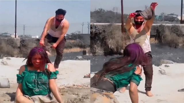 Girl Panties Removed During Holi Celebration Viral Clip