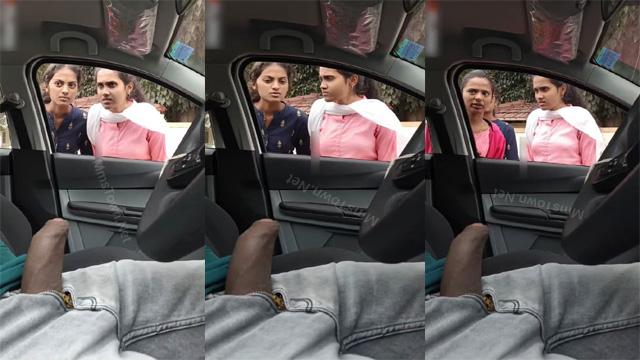 Real Guy Flashing Cock Infront College Girls Car