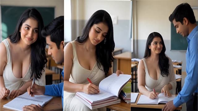 College Big Boobs Tutor Motivates A Student Sex